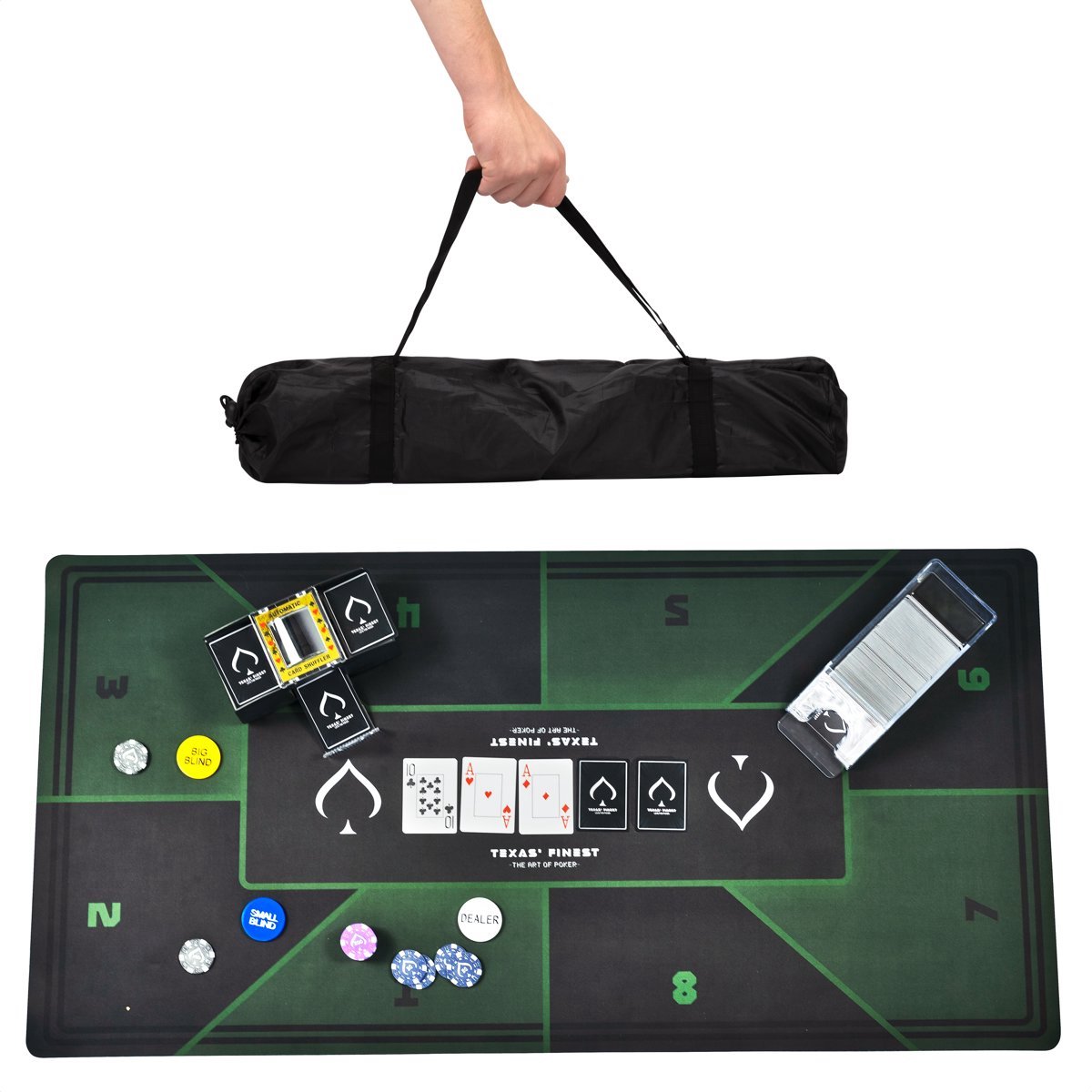 Texas Finest Pokermat - Antislip - Poker - Draagtas -   - Pokerkleed